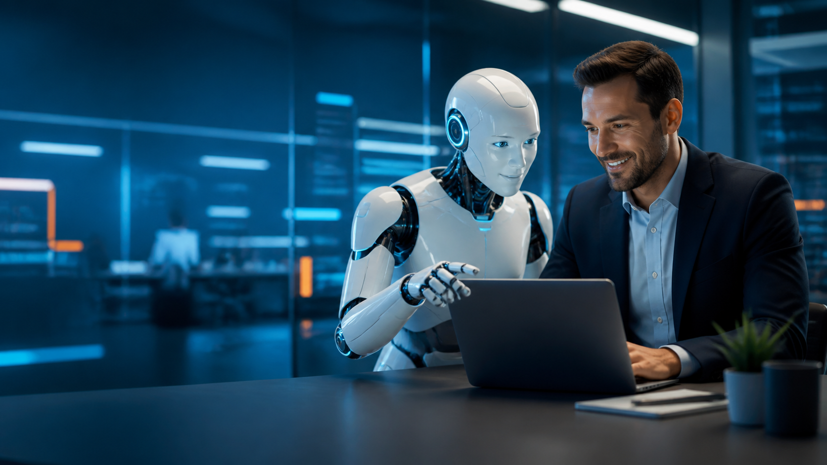 Assistente de inteligência artificial colaborando com um profissional
