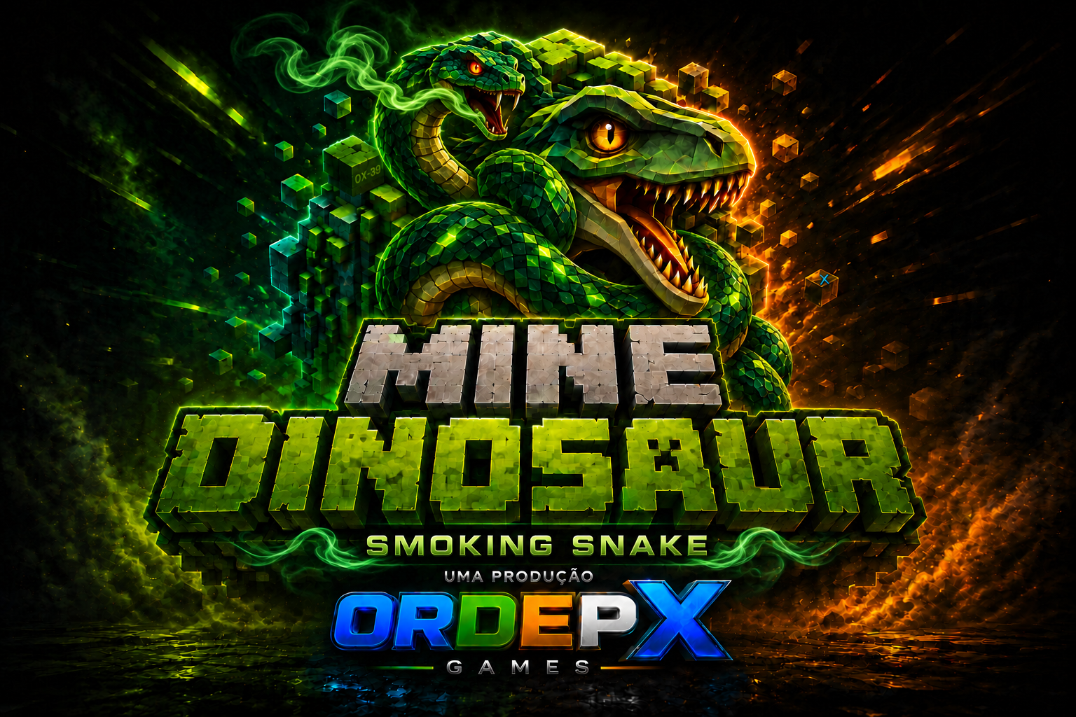 Nova abertura do Mine Dinosaur com dinossauro e cobra estilizada Smoking Snake